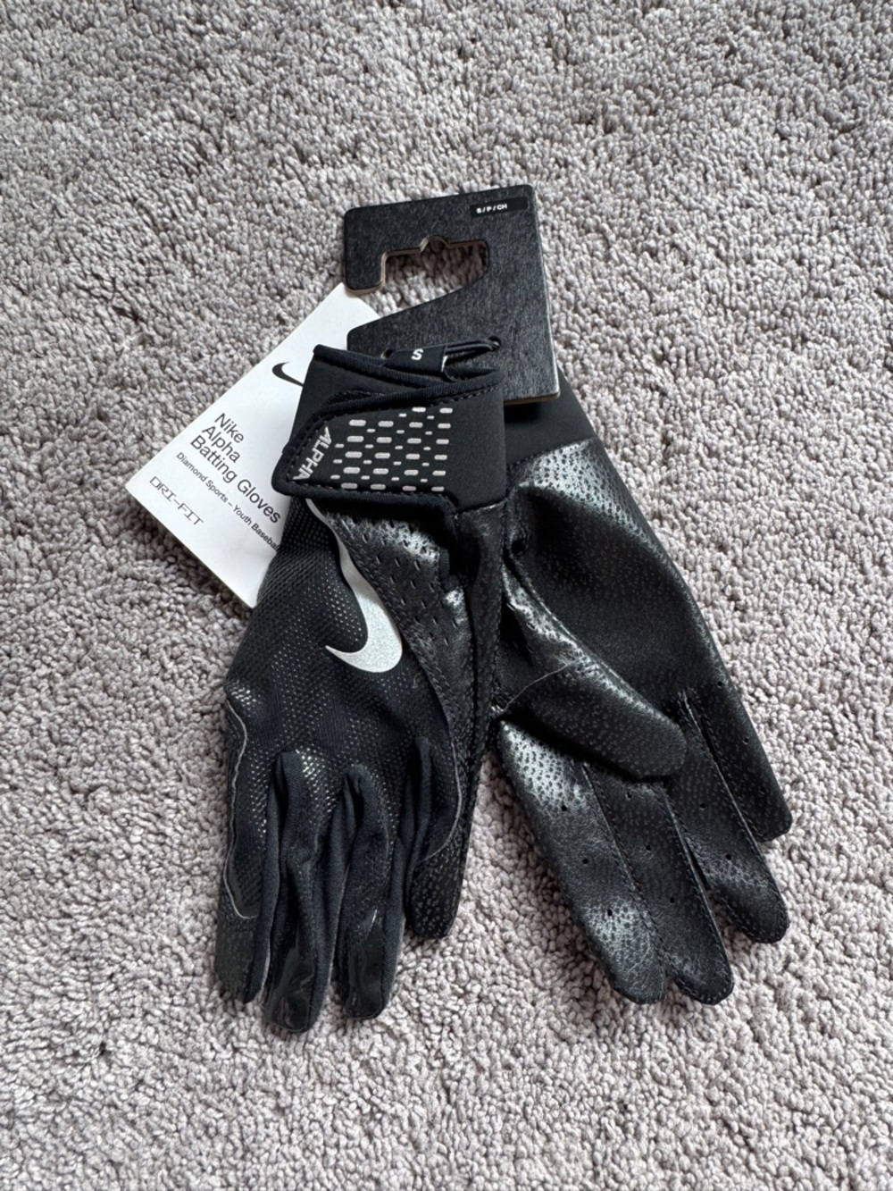 Nike Black Kid’s Baseball Batting Gloves Size Youth S